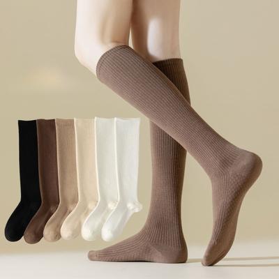 Calf Socks for Autumn and Winter, A Long Thigh-high Sock with A Slight Pressure for Slimming, Knee-high Socks, Cotton, Versatile Socks for Women