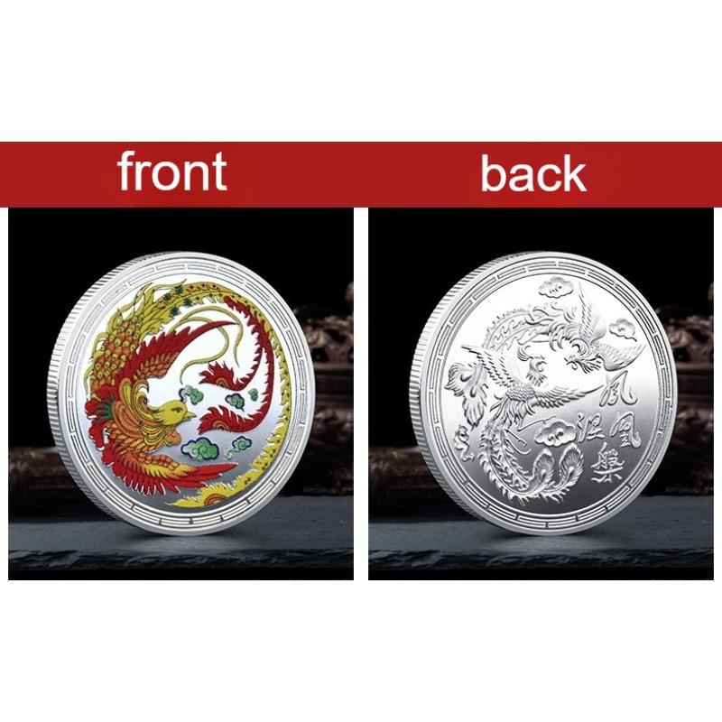 Chinese style, Phoenix Nirvana commemorative gold coins, gold and silver coin commemorative medals