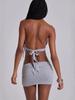 2026 European & American Women's Fashion Sexy Backless Deep V Halter Mini Dress