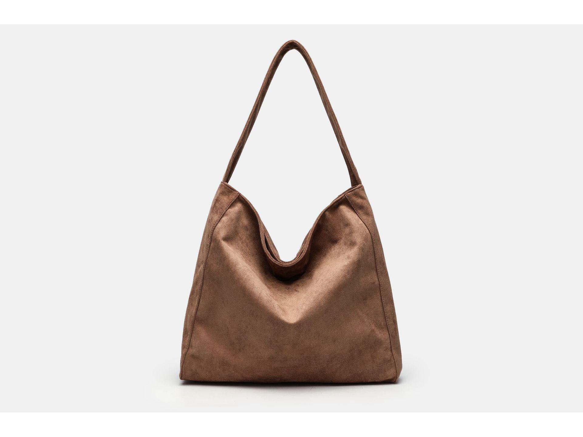 

2025 Suede Large-Capacity Retro Shoulder Tote - Solid Color 38x12x36 cm