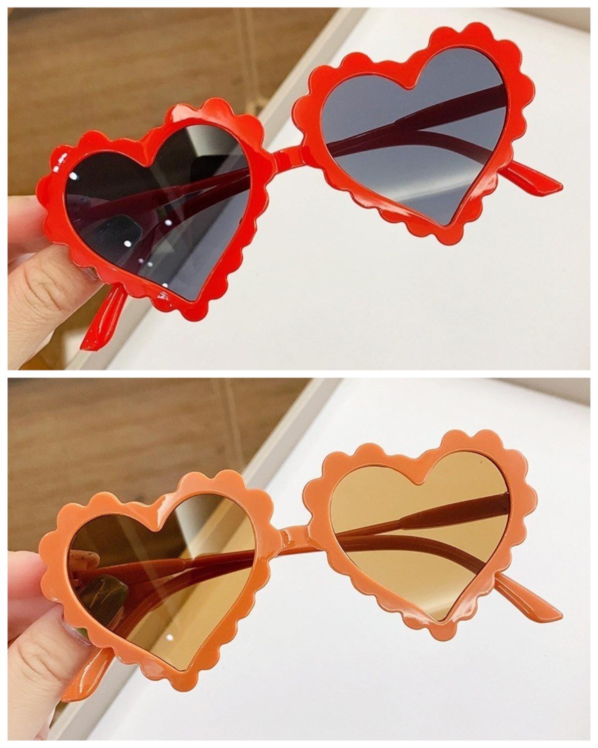 

2pcs Ins Korean Children s Concave Shape All-match Love Sunglasses For Boys And Girls Anti-uv Eyeglasses Internet Sunglasses