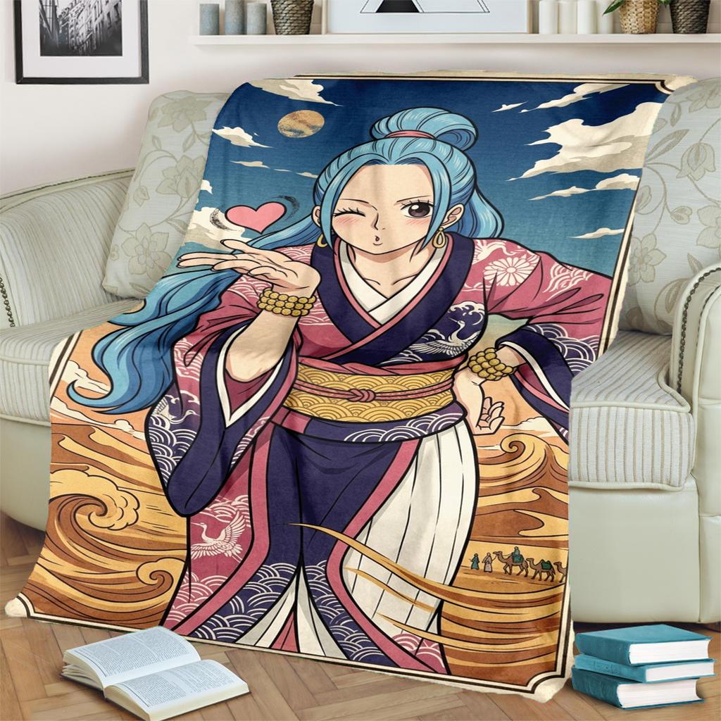 Cozy Flannel Blanket "ONE PIECE" Cartoon for Bedrooms, Sofas and Travel Use