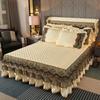 Crystal Velvet Princess Wedding Bedding Thicken Soft Bedspreads Lace Embroidered Bed Skirt Mattress Cover Pillowcases