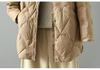 Women's Cross-Border Stand Collar Medium-Long Loose Down Jacket - White Duck Down, Light, Warm, Autumn/Winter, Xiangyun Style.