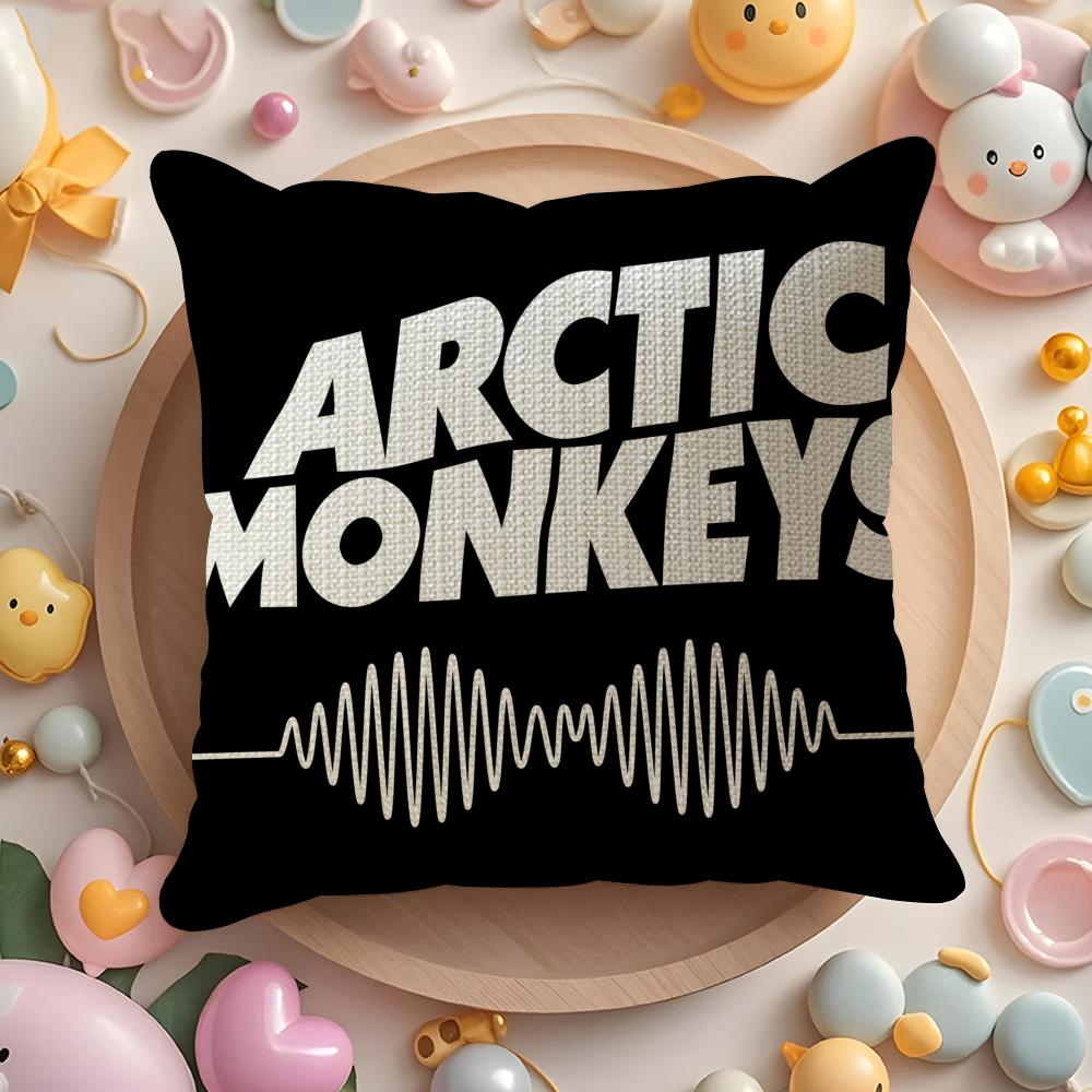 A-Arctic M-Monkeys Band Cushion Cover Natural Linen Organic Fabric Double-Sided Printing Sofa Home Decor Gift Pillow Cover