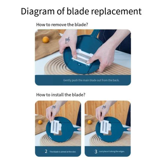 Manual Vegetable Grater Multi-Function Handheld Slicer Shredder with Stainless Steel Blades Efficient Vegetable Chopper for Carrot Potato Salad