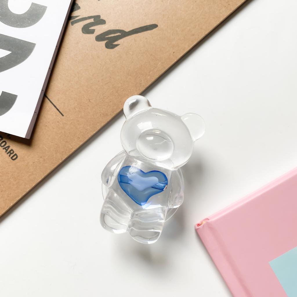 Creative Mobile Phone Airbag Bracket Transparent Love Bear Solid Color Simple Paste Retractable Airbag Mobile Phone Ring