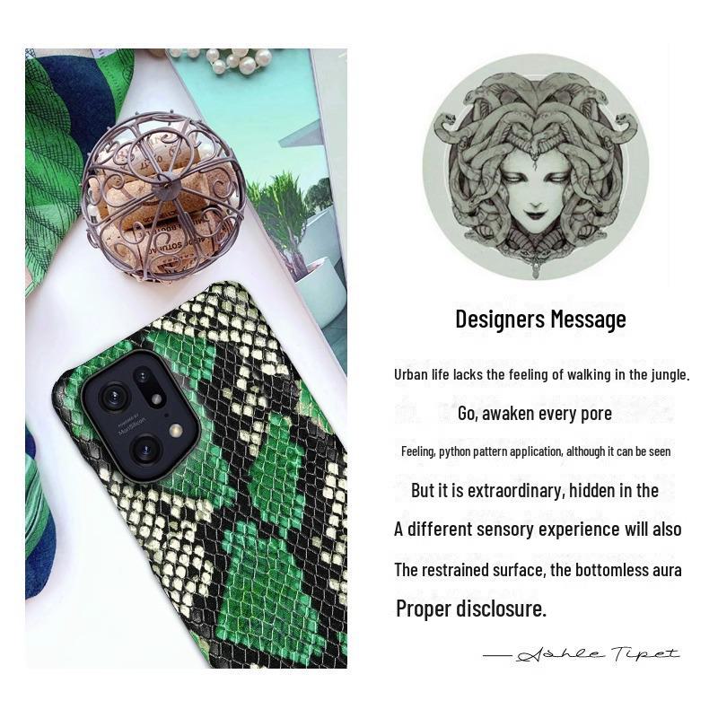 OPPO A2 Genuine Leather Protective Case with Python Skin Pattern