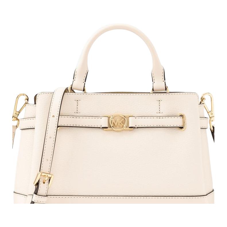 Michael Kors Reed Logo Gold Hardware Leather Shoulder Crossbody Handbag Small Women handbag Ivory 35F4G6RS1T-2171