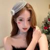 Elegant Rhinestone Pearl Snowflake Pompon Hair Clip - Festive Duckbill Headwear for Christmas