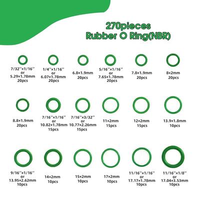 270/225Pcs 18 Sizes Air Conditioning HNBR O Rings Car Auto Repair Tools Rubber Air Conditioning Refrigerant Ring Sets Car Tools