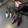 2025 Spring New Women Pointed Toe Sandal Shoes Fashion Shallow Slip On Ladies Elegant Slingback Shoes Thin Low Heel Pumps