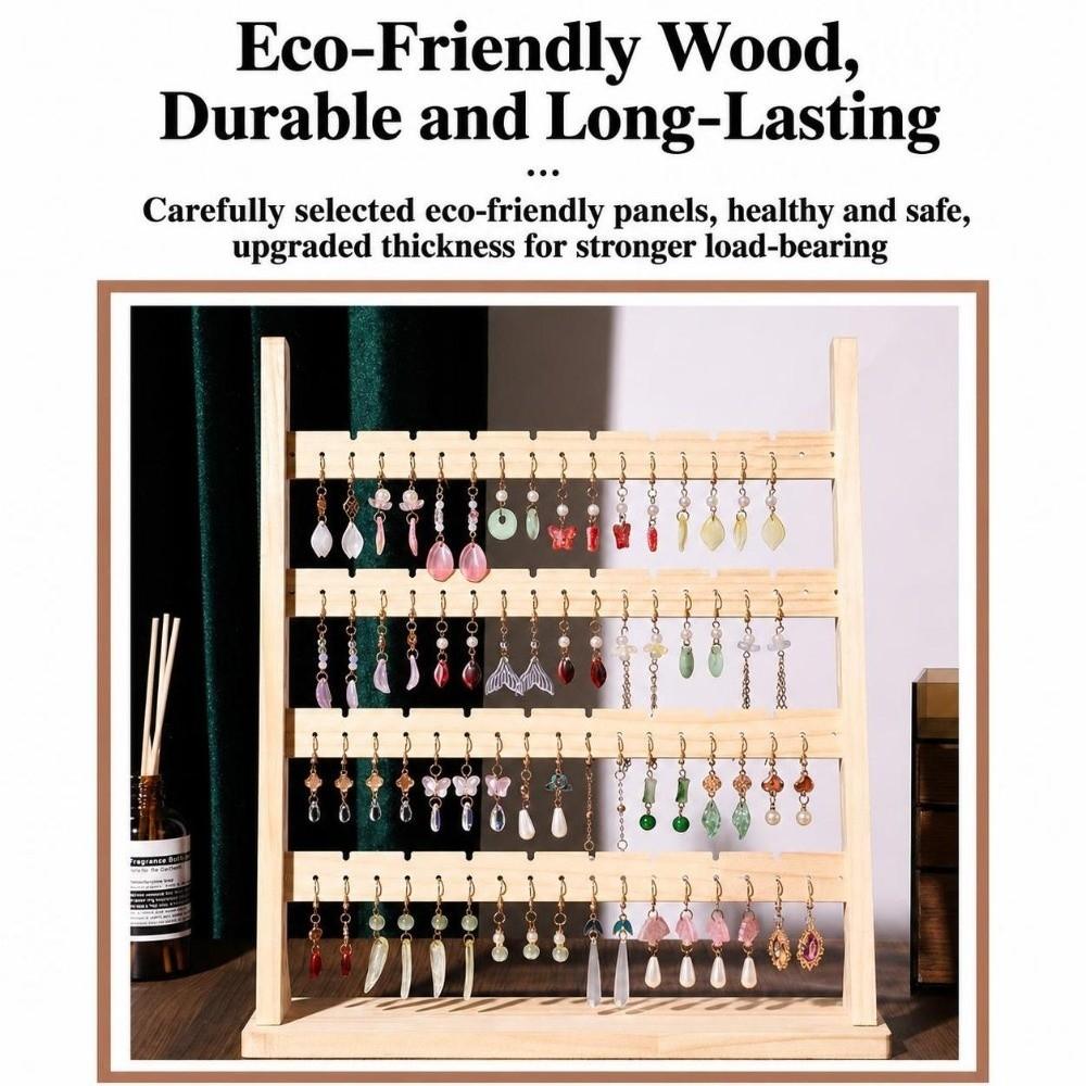 Wooden Earring Holder Organizer 4-layer Necklace Display Rack Jewelry Holder Display for Boutique