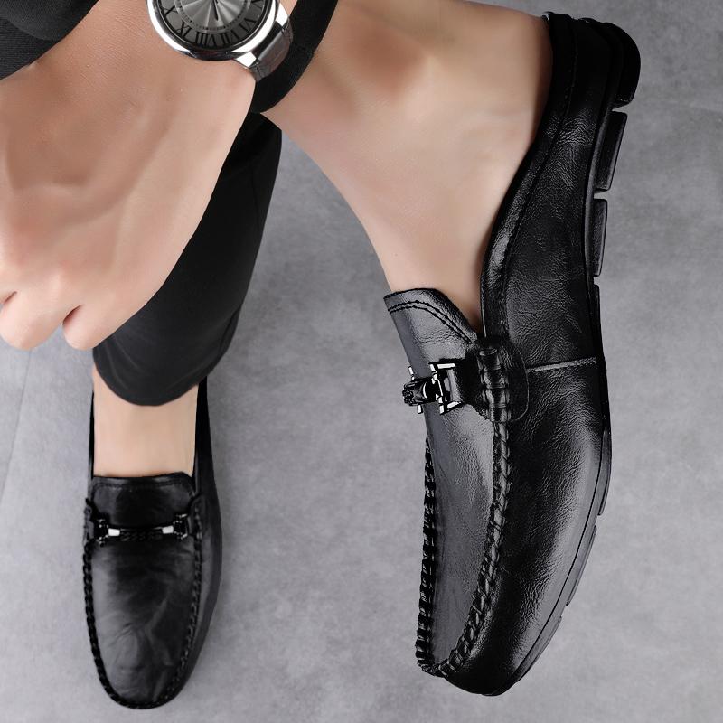 Fashion Leather Slippers Comfort Slides Breathable Mules Men's Outdoor Lightweight Shoes Fashion Slip on Men Loafers Male Casual Shoes