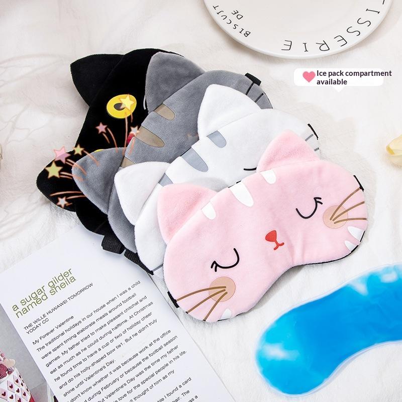 Plush Cartoon Cat Iron-on Cold Hot Compress Sleep Eye Mask Children's Universal Winter Home Outdoor Light Blocking