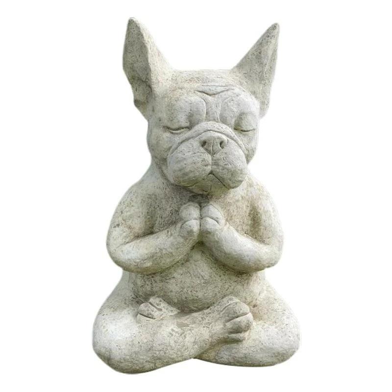 Yoga-Pose, Meditation, Hund, Kunstharz, Statue, Ornamente, wasserdicht, Gebet, Zen, französische Bulldogge, Skulptur, Kunsthandwerk, Gartendekoration, Figur