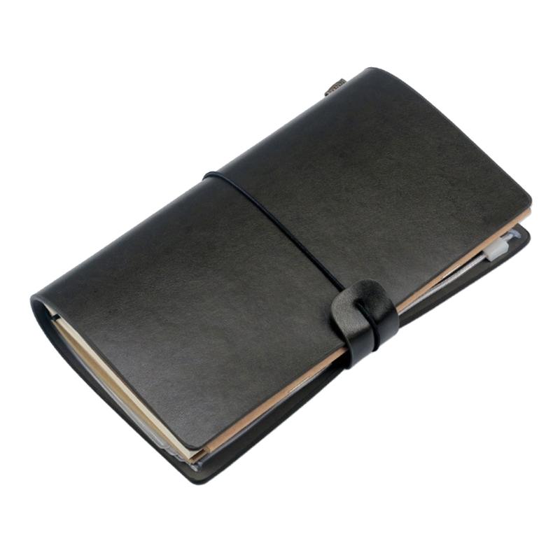 Compact PU Leather Traveler Notebook with Multiple Inserts A6 Size Portable Diary Suitable for Students Professionals