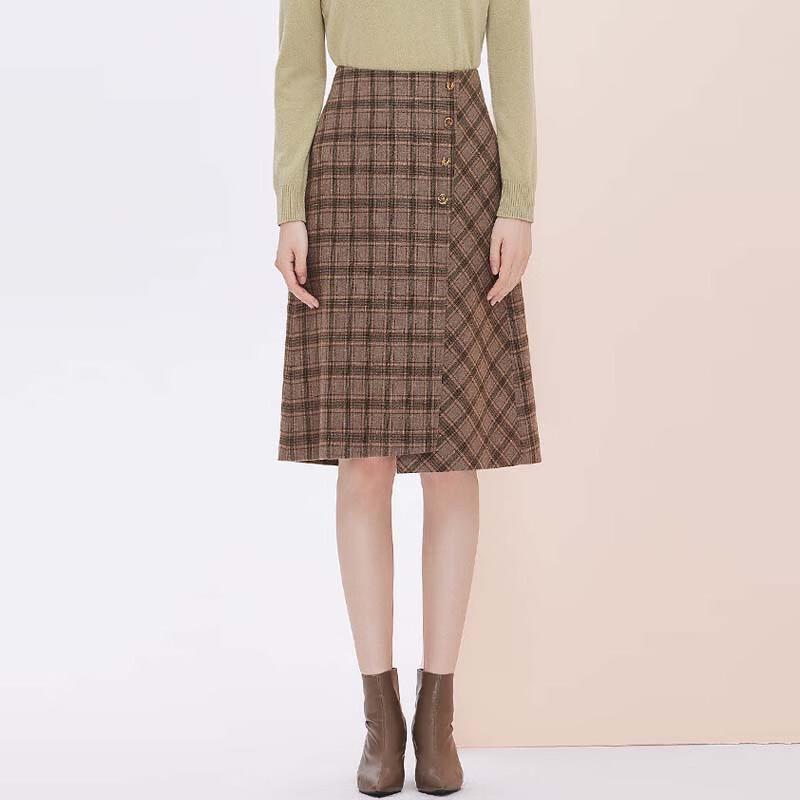 

Jessie Retro Colorblock Plaid Button Decor Half Skirt S