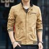 Veste pour homme printemps et automne Version coréenne Jeunesse Col montant Décontracté Vêtements de travail Pur coton Veste Couleur unie Haut Mince