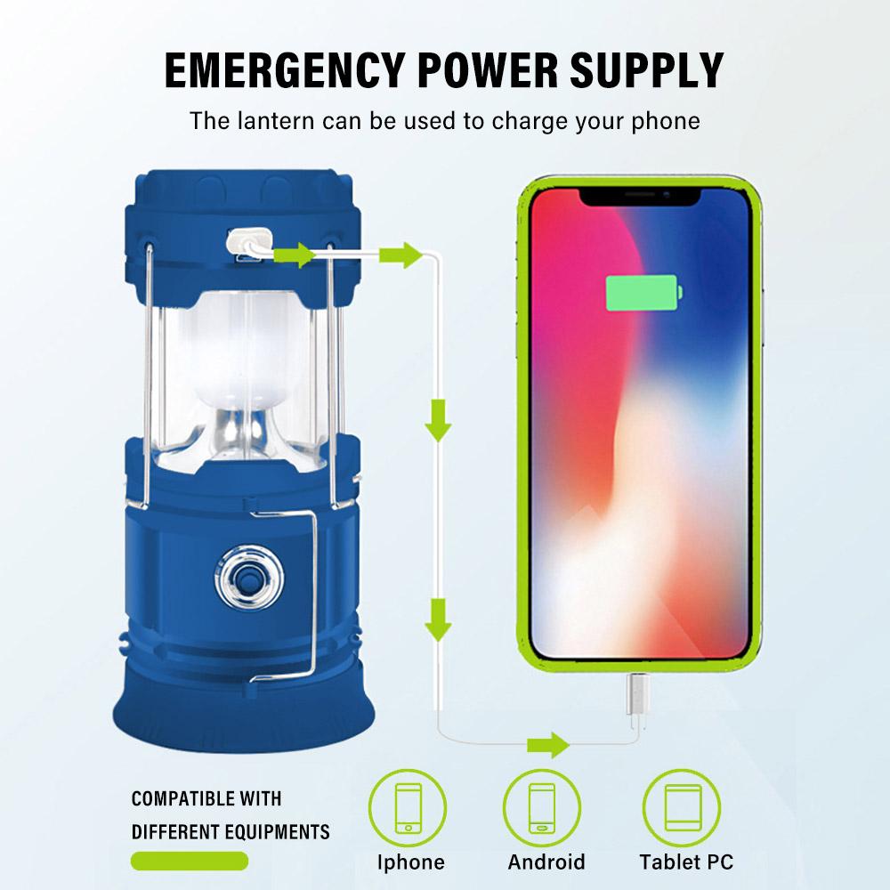 Outdoors Camping Lantern USB Rechargeable Solar Charging Power Supply Portable Collapsible