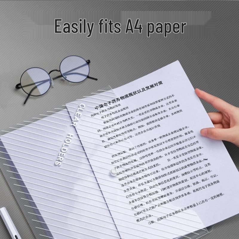 A4 Large Capacity Transparent Plastic Document Bag with Snap Button for Test Paper Storage