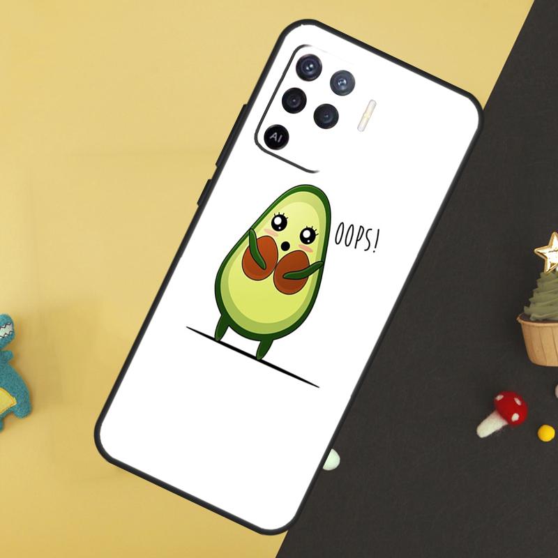 Cute Cartoon Avocado Fitness For OPPO A78 A98 A58 A54 A74 A94 A76 A96 A5 A9 A52 A72 A77 A79 A53S A57S A15 A16 A17 Case