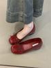 With skirt fairy style ballet shoes 2025 new French temperament gentle bow shallow mouth inner height increase evening shoes