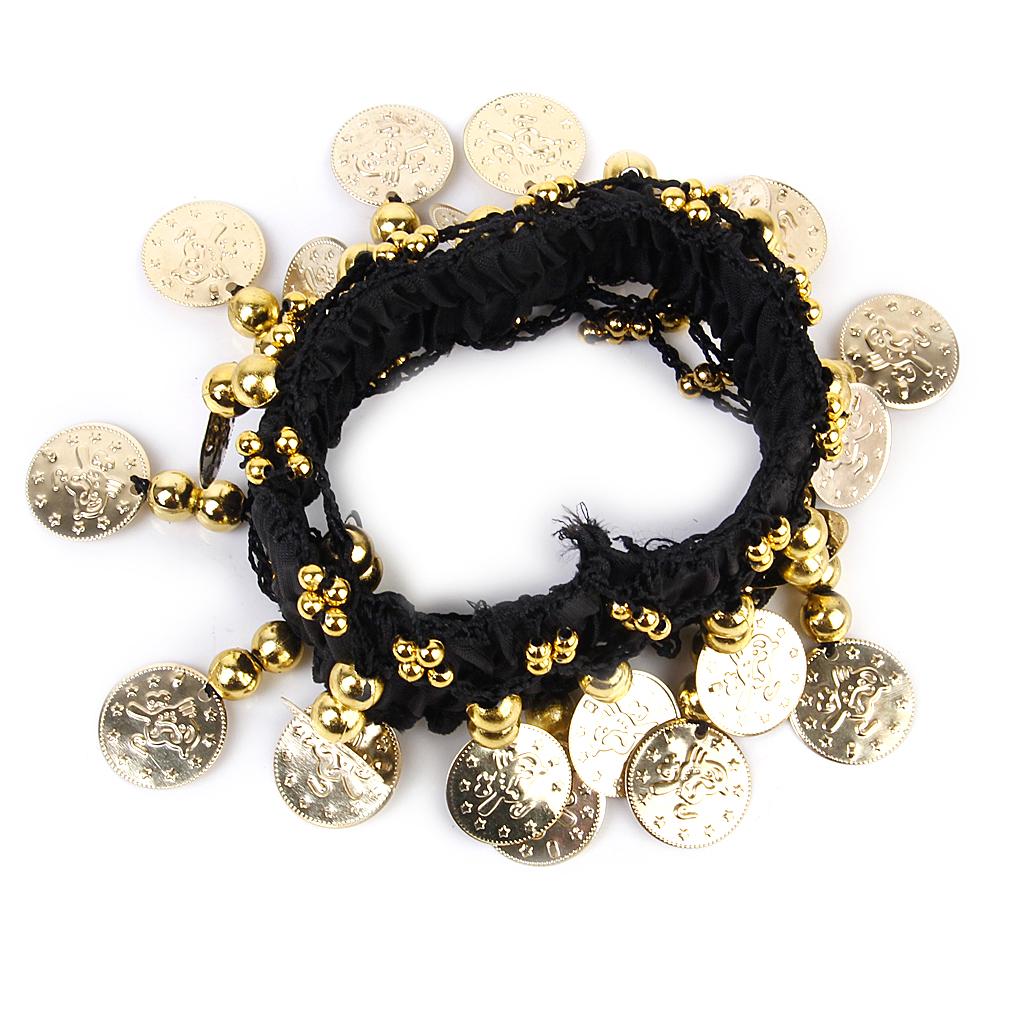 Belly Dance Dancing Anklet Waist Bracelet Cuff Chain Coins Beads Jewelry
