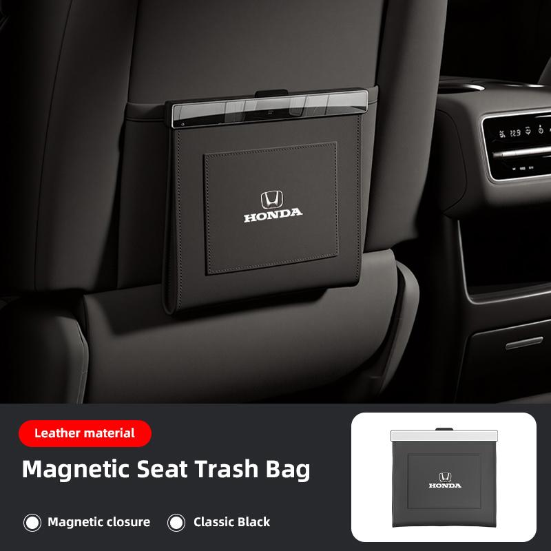 rlbn5 Car Leather Garbage Bag Magnetic Adsorption Seat Back Hanging Storage Bag For Honda Civic FIT CRV Accord Jazz HRV Vezel CRZ CRX