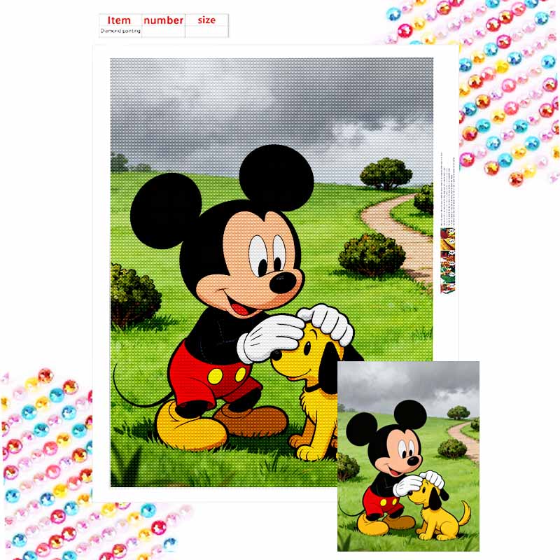 Disney diamond art painting kit Mickey and Pluto 5D handmade diy diamond painting, home wall decoration