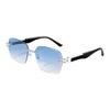 Men's and women's personalized frameless trimmed box sunglasses Internet celebrities trend versatile sunglasses UV protection
