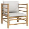 Vidaxl 5-Cz. Garden Furniture Set, Light Grey Cushions, Bamboo