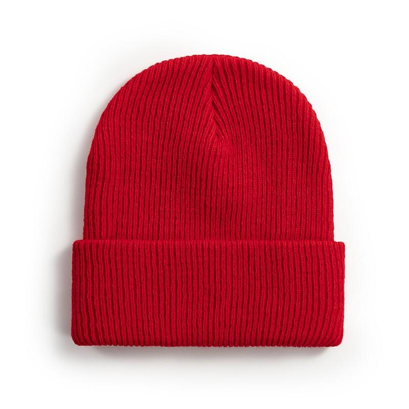 Fashionable Custom Embroidery Logo Solid Color Warm Winter Beanie Knit Hat