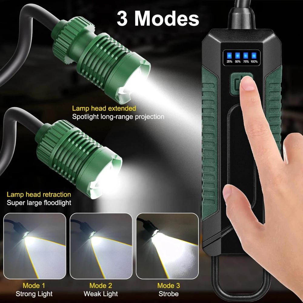 COB Work Light USB Rechargeable Led Work Light with 360° Swivel Hose Magnetic Hanging Hook for Camping Car Repair Emergency