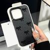 Czarne kropki, kokarda, nadruk, miękkie matowe etui na iPhone 16 Pro Max 15 Pro 14 13 12 11, TPU, tekstura skóry, odporne na wstrząsy, smukłe etui na telefon