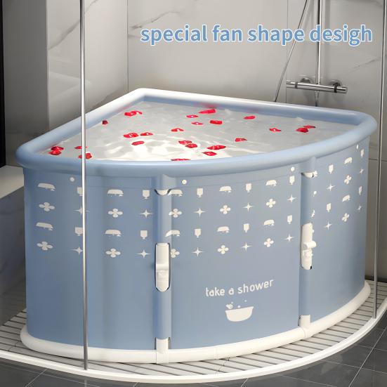 Fächerförmige Faltbare Badewanne Tragbare Badewanne für Erwachsene Große Zusammenklappbare Wanne Freistehende Umrandung Zusammenklappbare Wanne Müheloses Falten Eckbadewanne