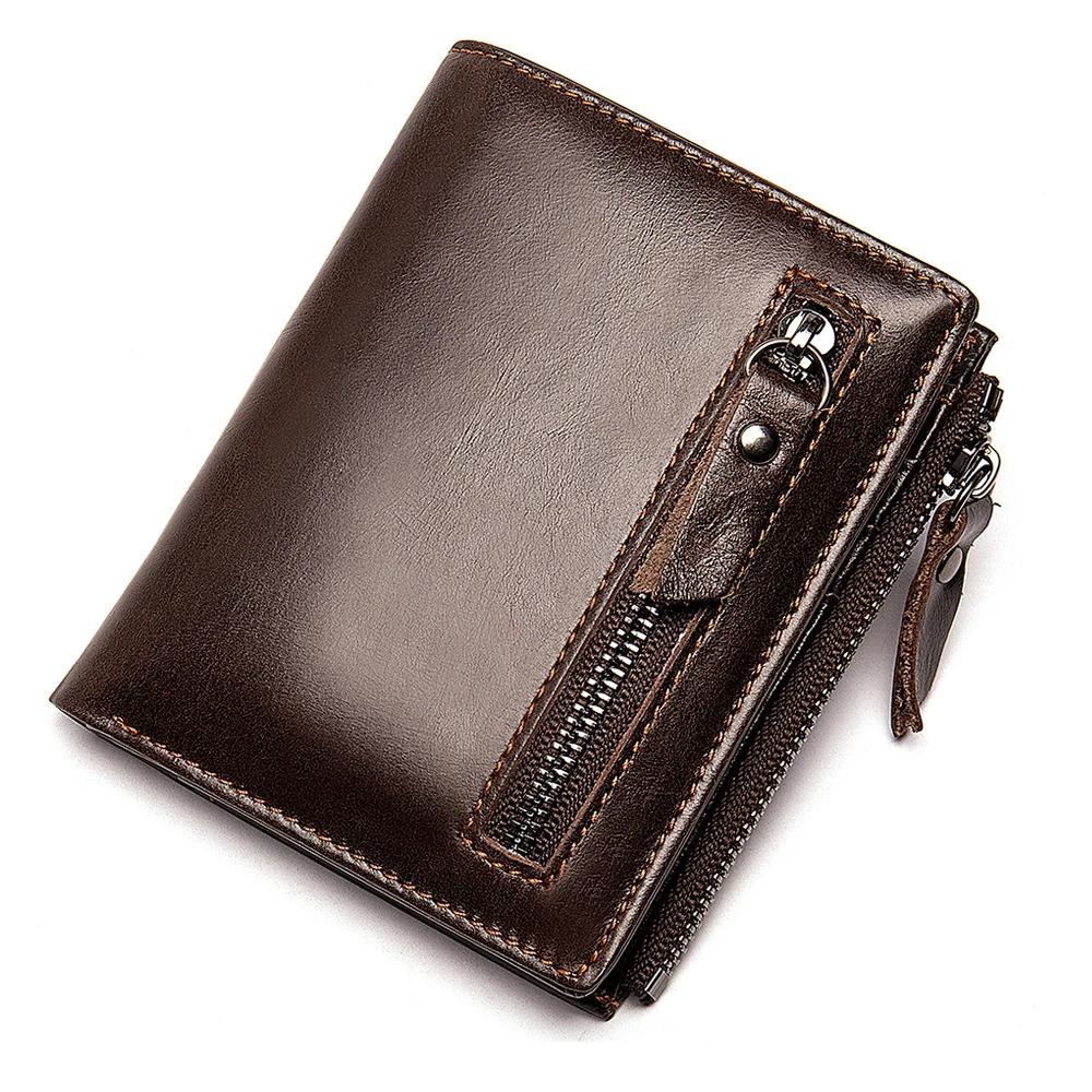 Men's Genuine Leather Wallets Multifunction Card Holder Vintage Short Wallet Business Clutch Bags
