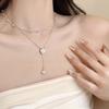 Double fringed pearl necklace women's niche design sense camellia collarbone chain high sense temperament neck chain