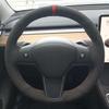 Benutzerdefinierte DIY Auto Lenkradbezug Kohlefaser Wildleder Leder Für Tesla Model 3 2017 2018 2019 2020 Auto Innenzubehör
