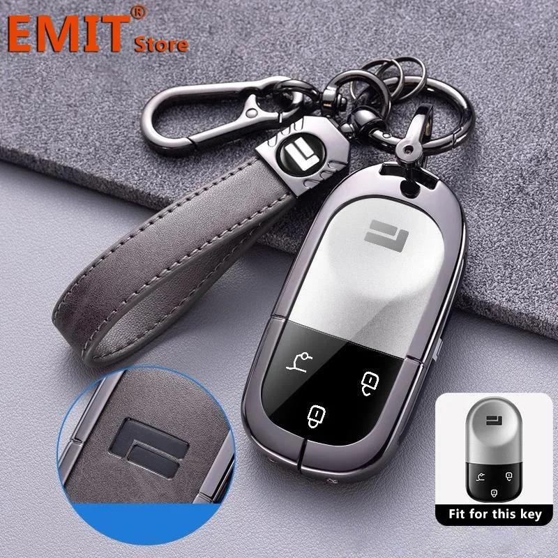 Fit For Baic Jishi Polestone 01 Polestones Zinc Alloy Genuine Leather Auto Key Fob Remote Smart Case Cover Housing Key Ring Ring Mount Auto