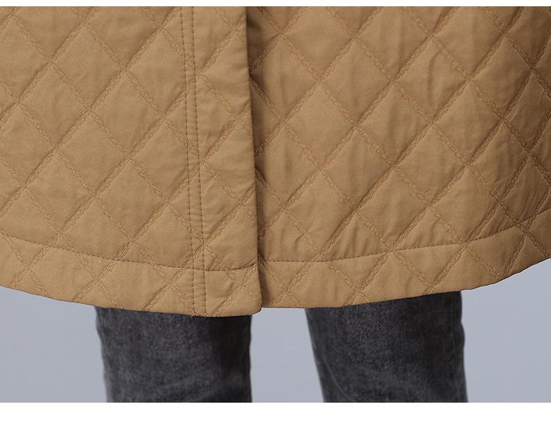 Women's Mid-Length Quilted Trench Coat - 2025 Spring/Autumn Stylish Cotton-Padded Jacket