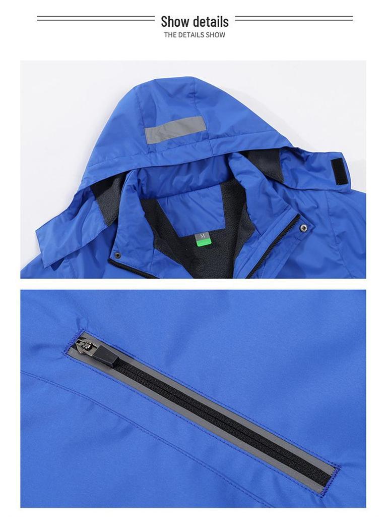 Reflective Fleece-Lined Windproof Rainproof Workwear Jacket with Custom Logo