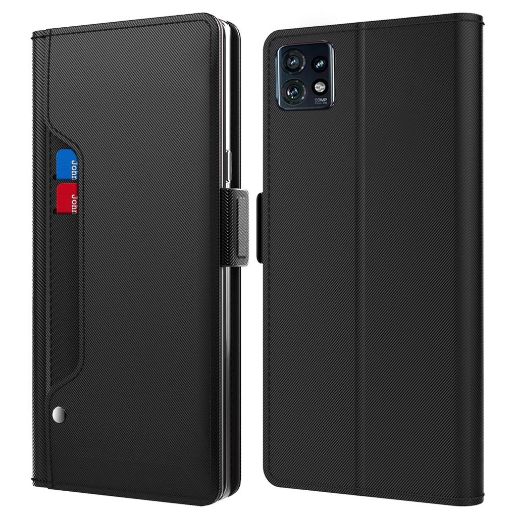 Leather Flip Cover for Motorola Edge 40 Pro 5G/Moto X40 5G Shell with Mirror Card Holder Stand Phone Case