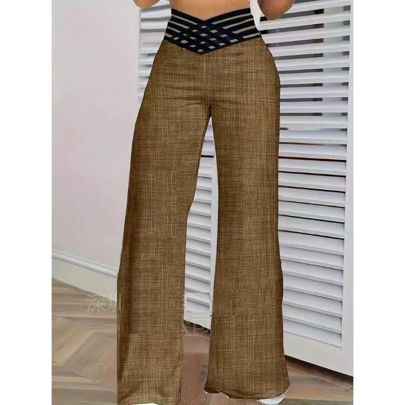 2023 Summer Women's High Waist Hollow Belt Wide Leg Trousers