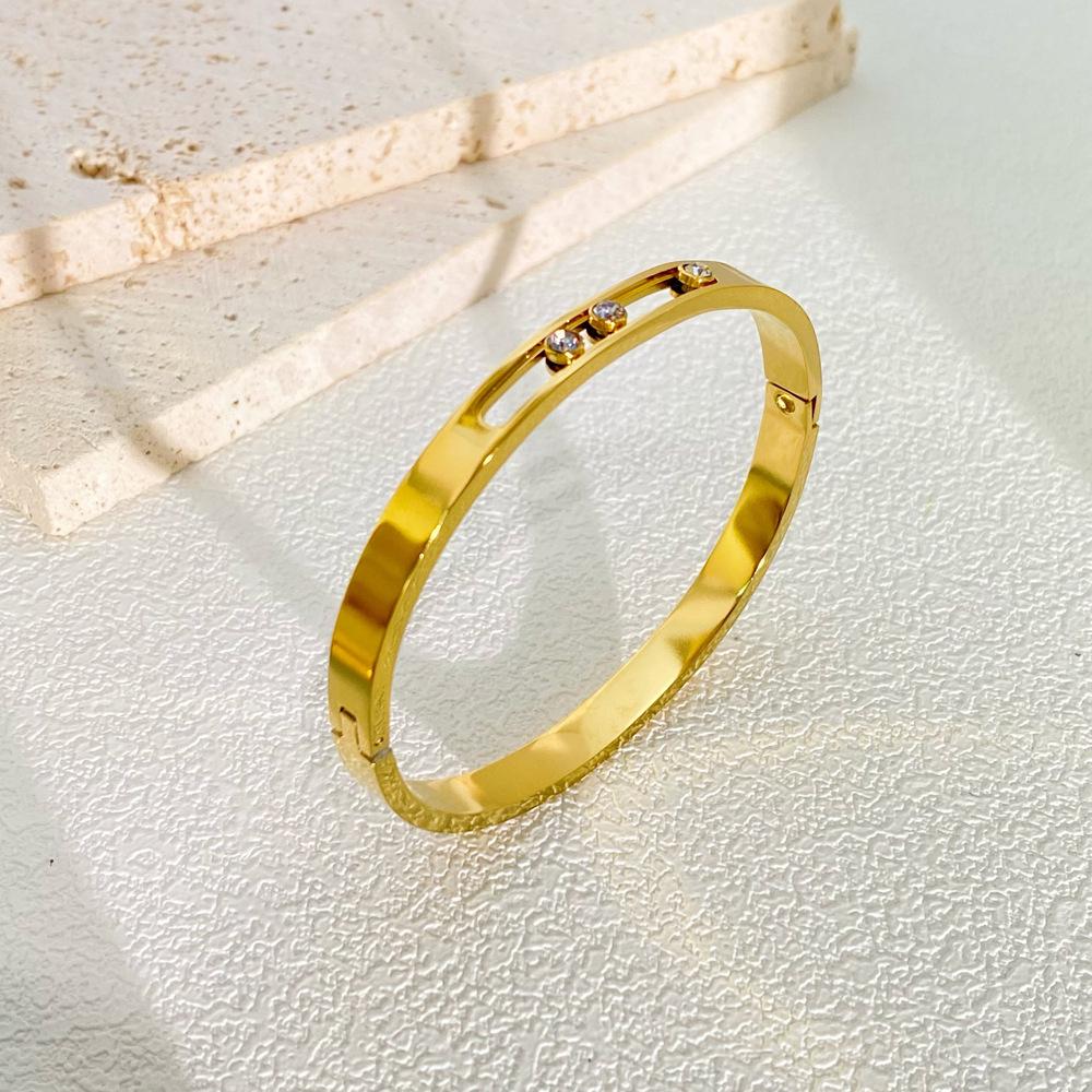 

Женский браслет из титановой стали с 3 бриллиантами - Элегантный, простой дизайн