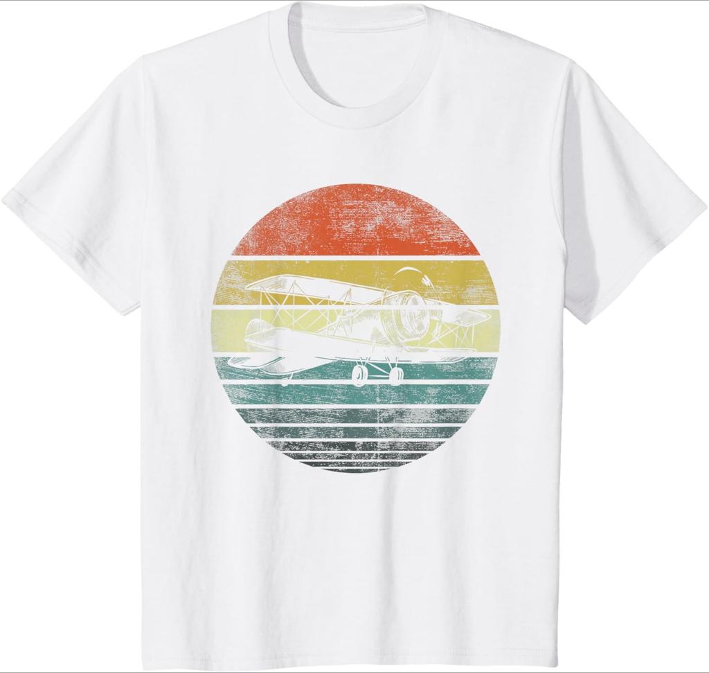 Aviator Pilot Gifts Funny Retro Bi-Plane Airplane Aviation Design-100% Cotton  Round Neck Short Sleeve Printed Men's T-shirt.