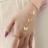 1pc Punk Style Long Chain Butterfly Shaped Ring Bracelet for Women's Party Accessories