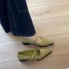 Französische spitz zulaufende Temperament-Mary-Jane-Schuhe mit dickem Absatz mit einem Wort, absolut vielseitige Pendler-Grünlicht-Mund-Einzelschuhe, Damen