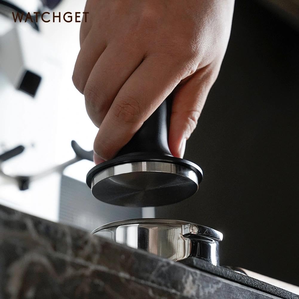 watchget 58mm Espresso Tamper, Stainless Steel Coffee Tamper, 30lbs Constant Pressure with Flat Base, Spring-Loaded Calibrated Tamper, Coffee