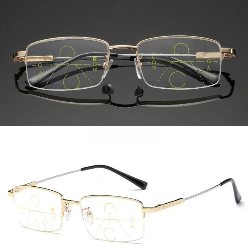 Anti Blue Light Blocking Ultralight Metal Titanium Memory Frame Progressive Multi Focus Designer Reading Glasses for Men Women
